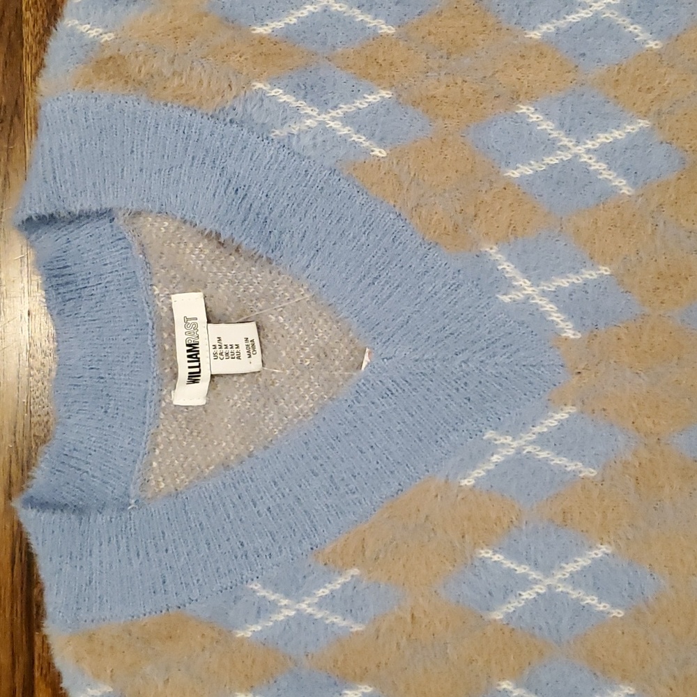 Womens William Rast blue argyle sweater vest size M - Picture 2 of 4
